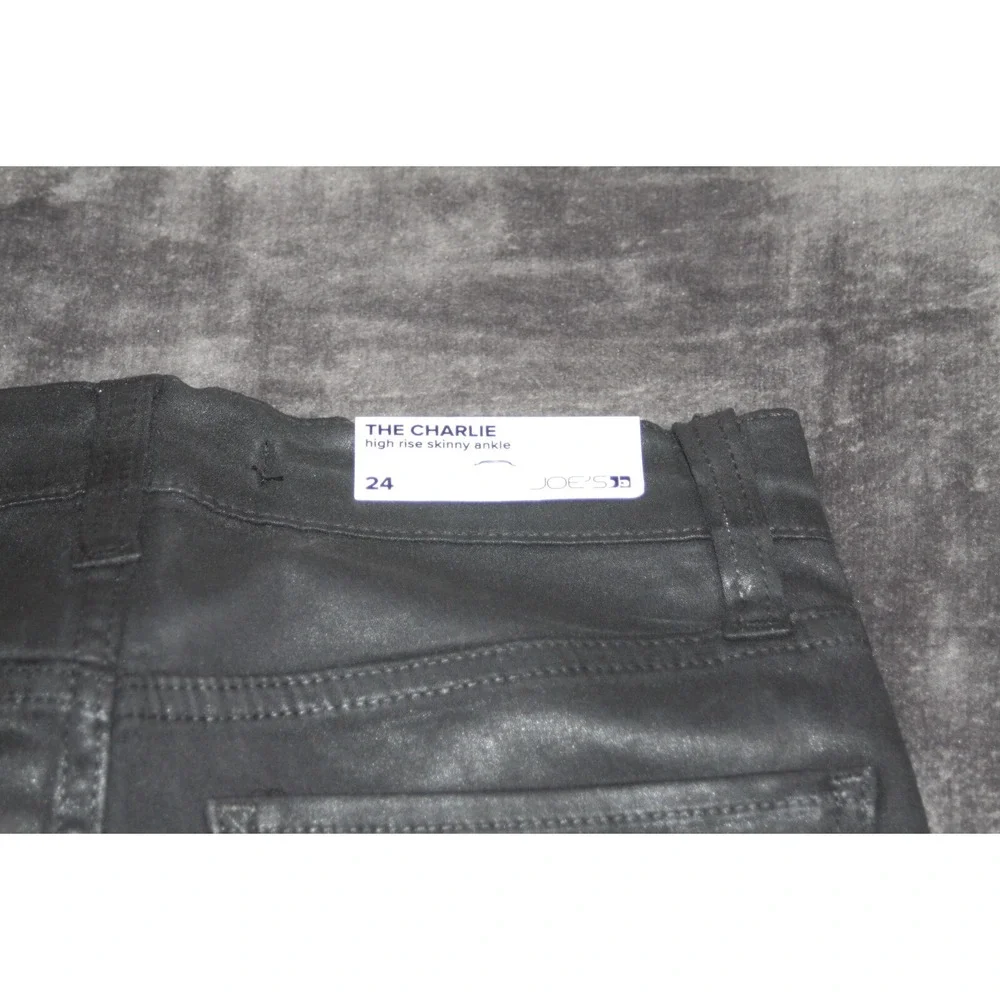 Joe's Jeans Womens Size 24 Black The Charlie Coated High Rise Ankle Skinny NWT